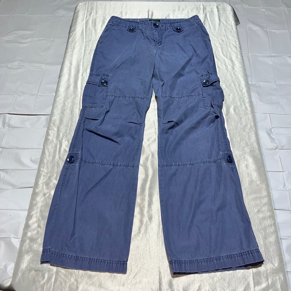 Eddie Bauer Vashon Fit Cargo Pants Blue Gray Wide Leg Cotton Utility Womens 6